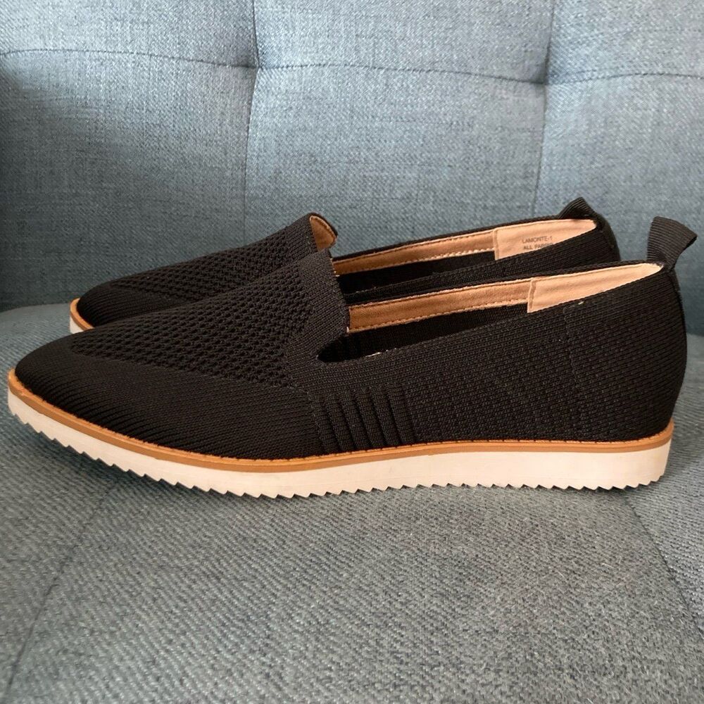 Adrienne Vittadini Lamonte Loafer Black Knit Flats size 5.5